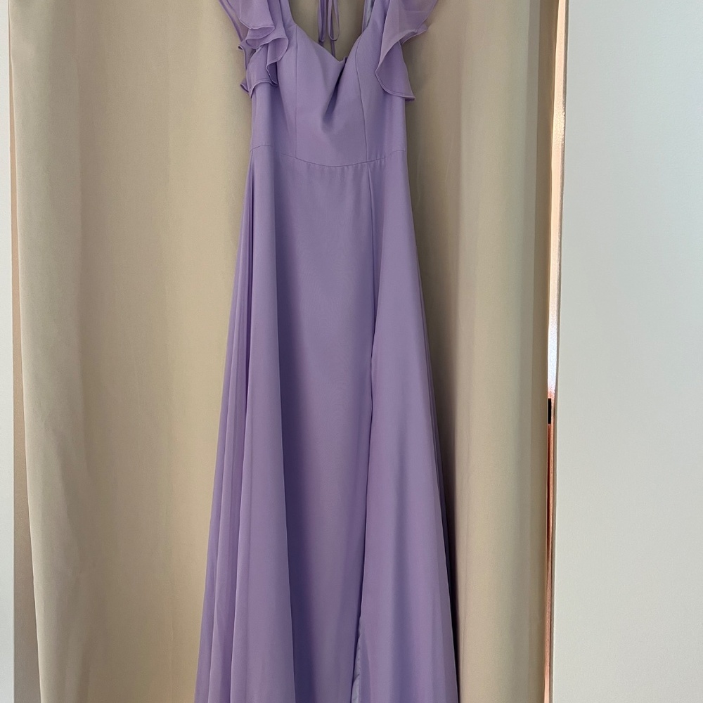 Azazie Bondi Lilac A-Line Ruffled Chiffon Dress - Picture 4 of 7